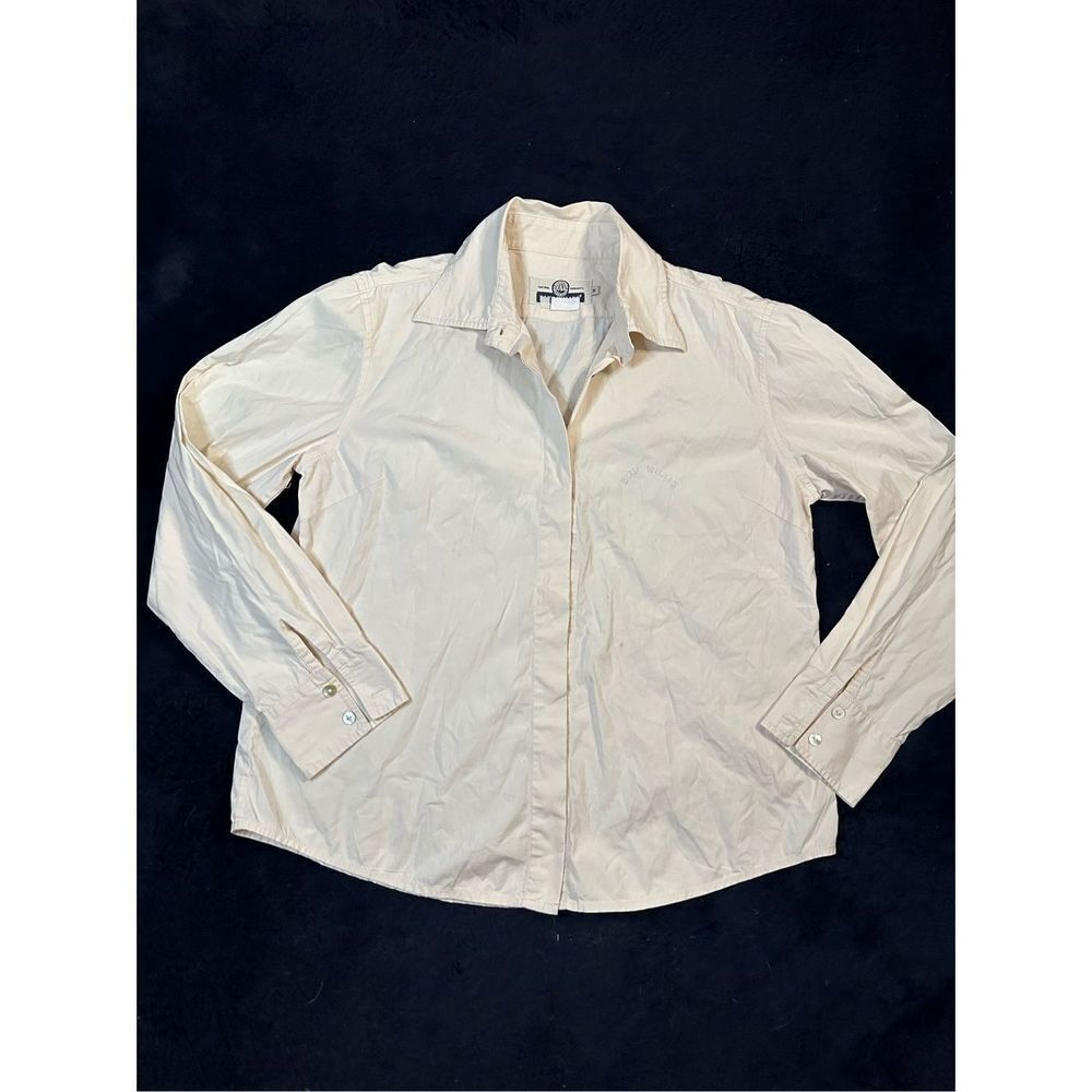 Vintage 70s Blue Willi’s Button Down Pearl Button White Collar Longsleeve Sz Med